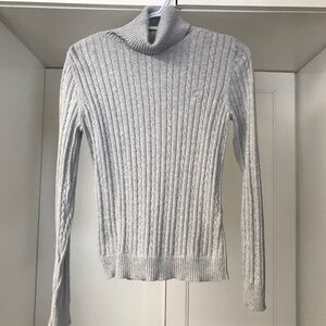 Izod Grey Cable knit 100% Cotton Turtleneck Sweater US S